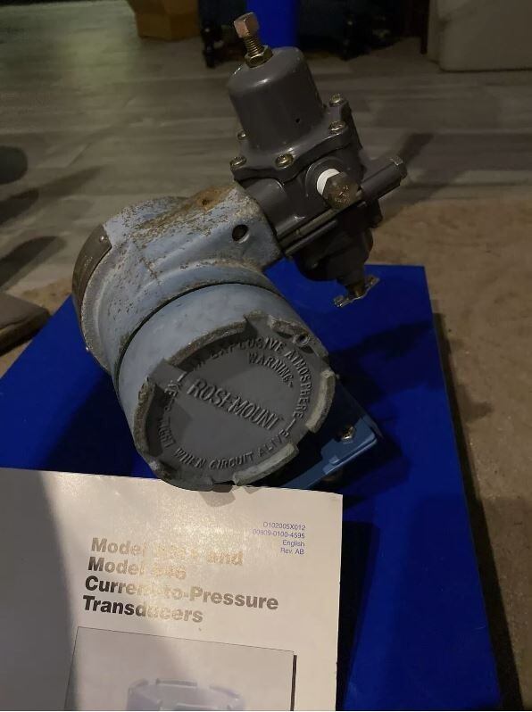 ROSEMOUNT 3311 CURRENT TO PRESSURE TRANSDUCER AND MANUAL 3311DS1J1B1F1I5