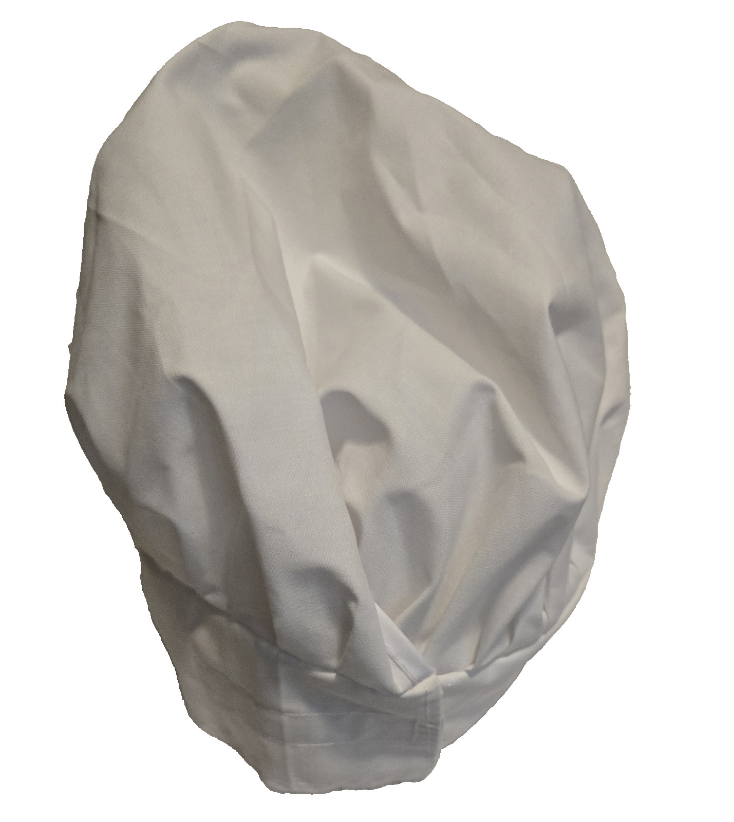 White Chef’s Hat Poly/Cotton Blend w/ Hook & Loop Fastener–Black Fiber on H & L