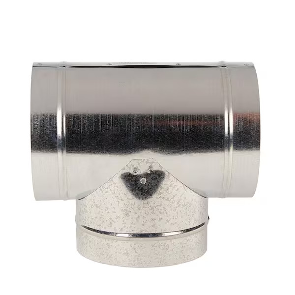 Master Flow Round Tee 5in Galvanized Steel HVAC Duct Fitting Vent Pipe Connector