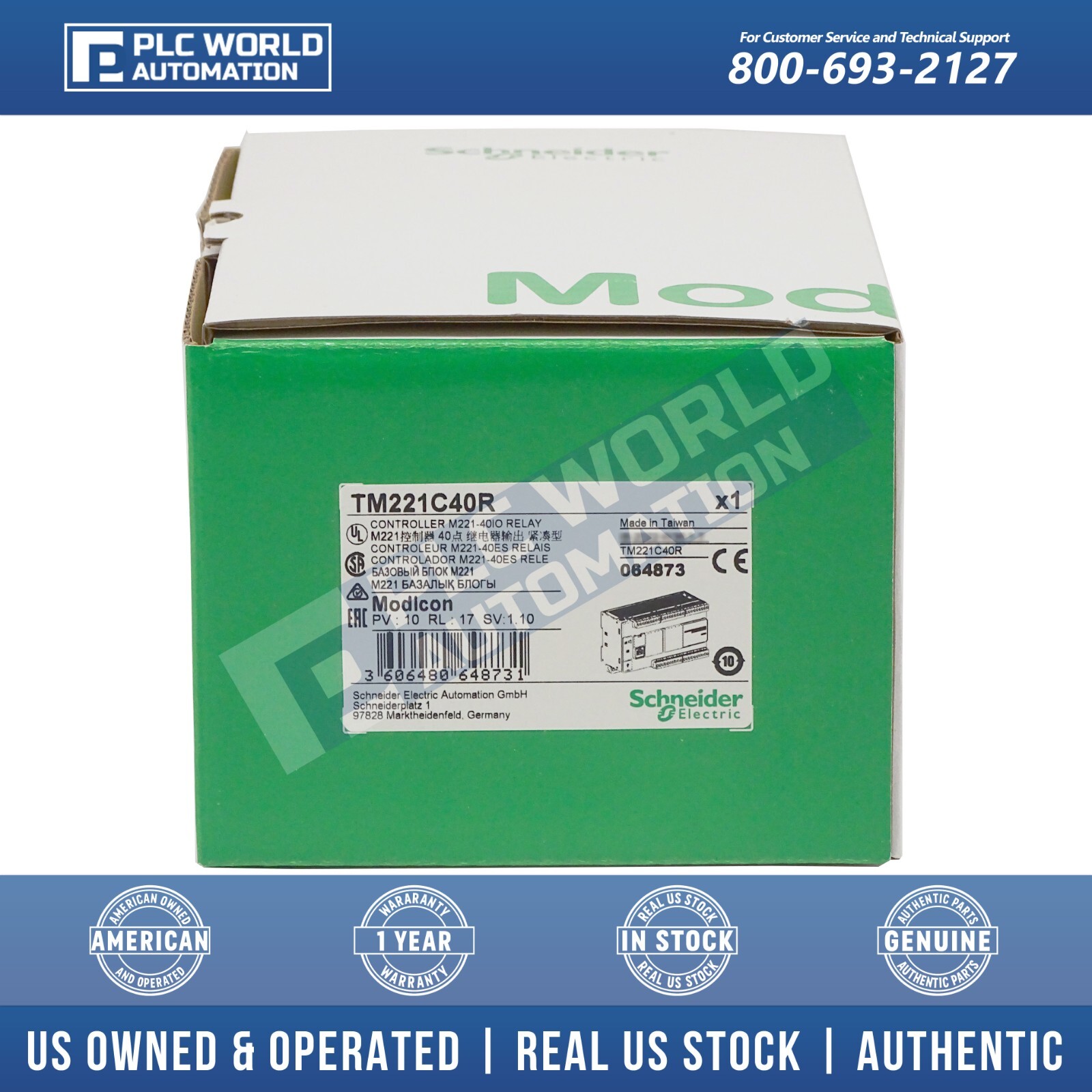 Schneider Electric TM221C40R Modicon M221 Logic Controller, 40 I/O, Brand New