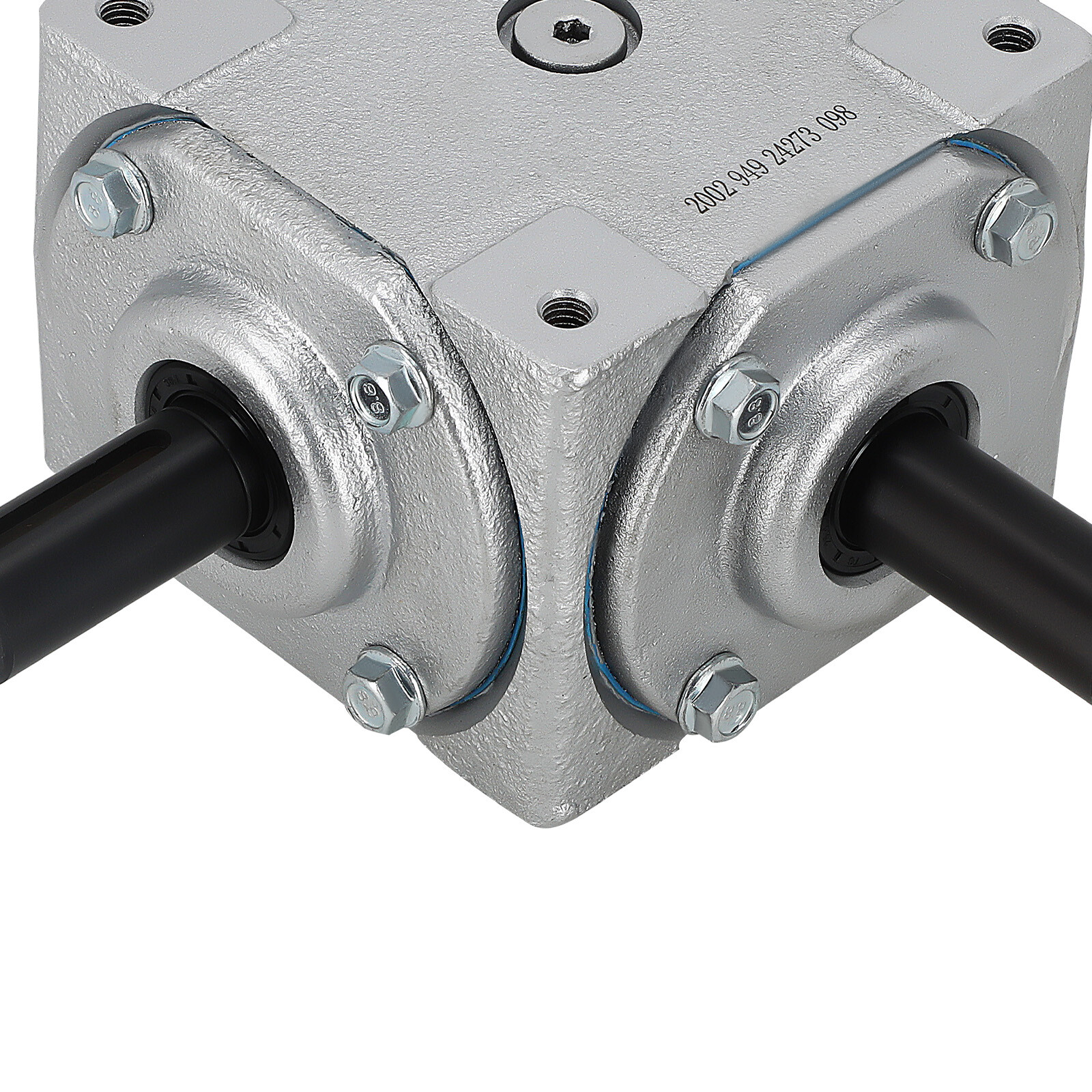 40 HP Right Angle Bevel Gearbox with 2 Keyed Shafts CW/CW 1:1