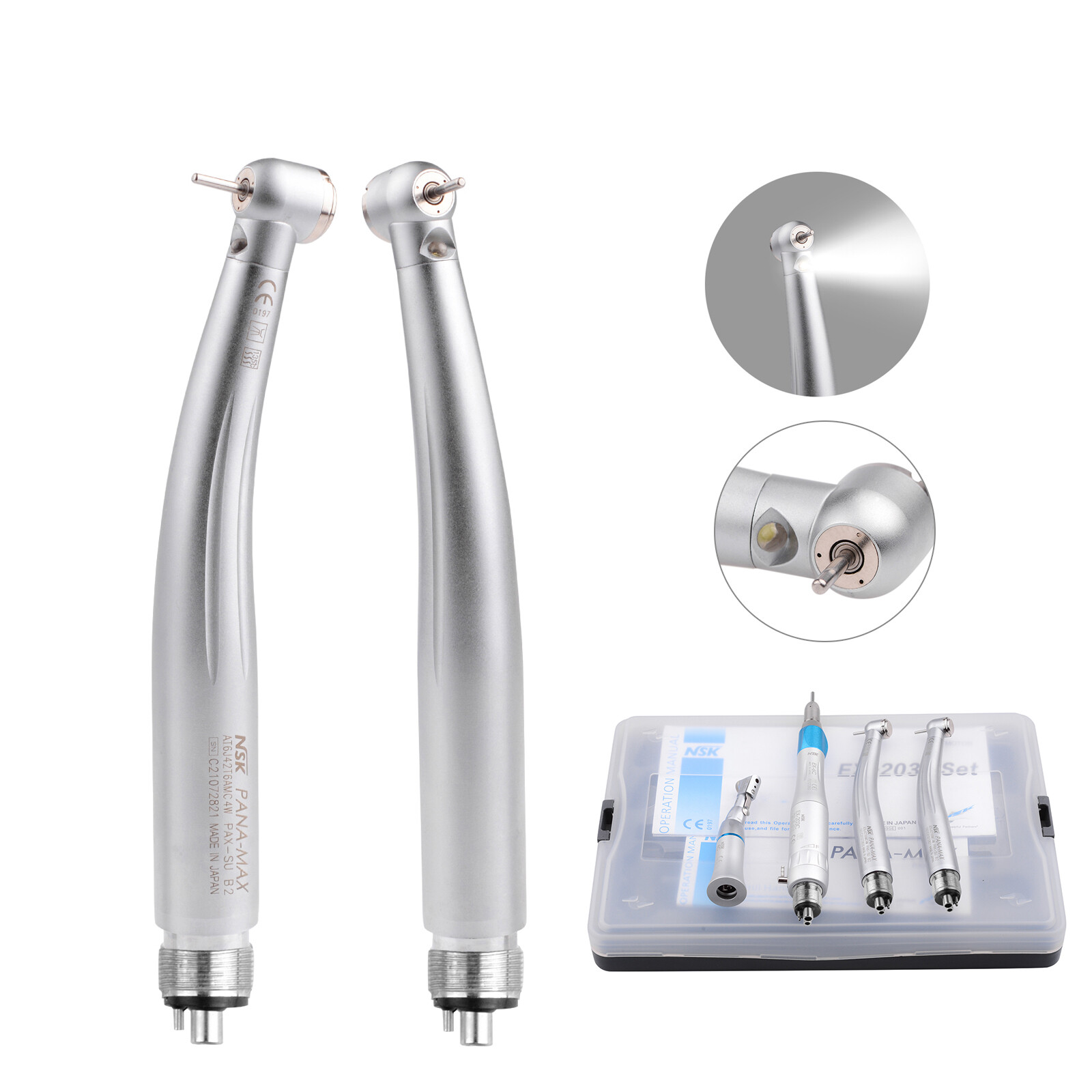 Dental NSK Type LED PANA MAX High Speed Handpiece+Low Speed EX203C 4H/2H+Bearing