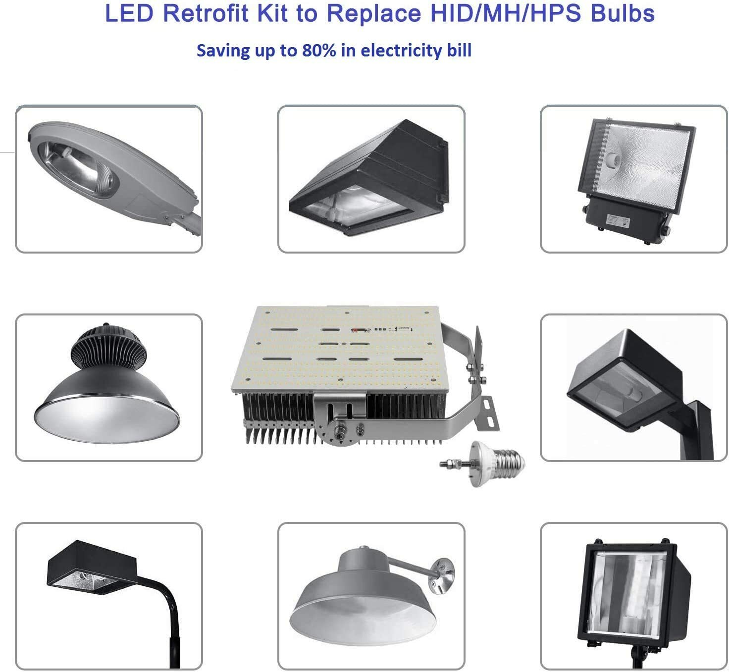 150W Shoebox LED Retrofit Kit Lights 600W MH/HPS Equiv 5000K Daylight 22500LM