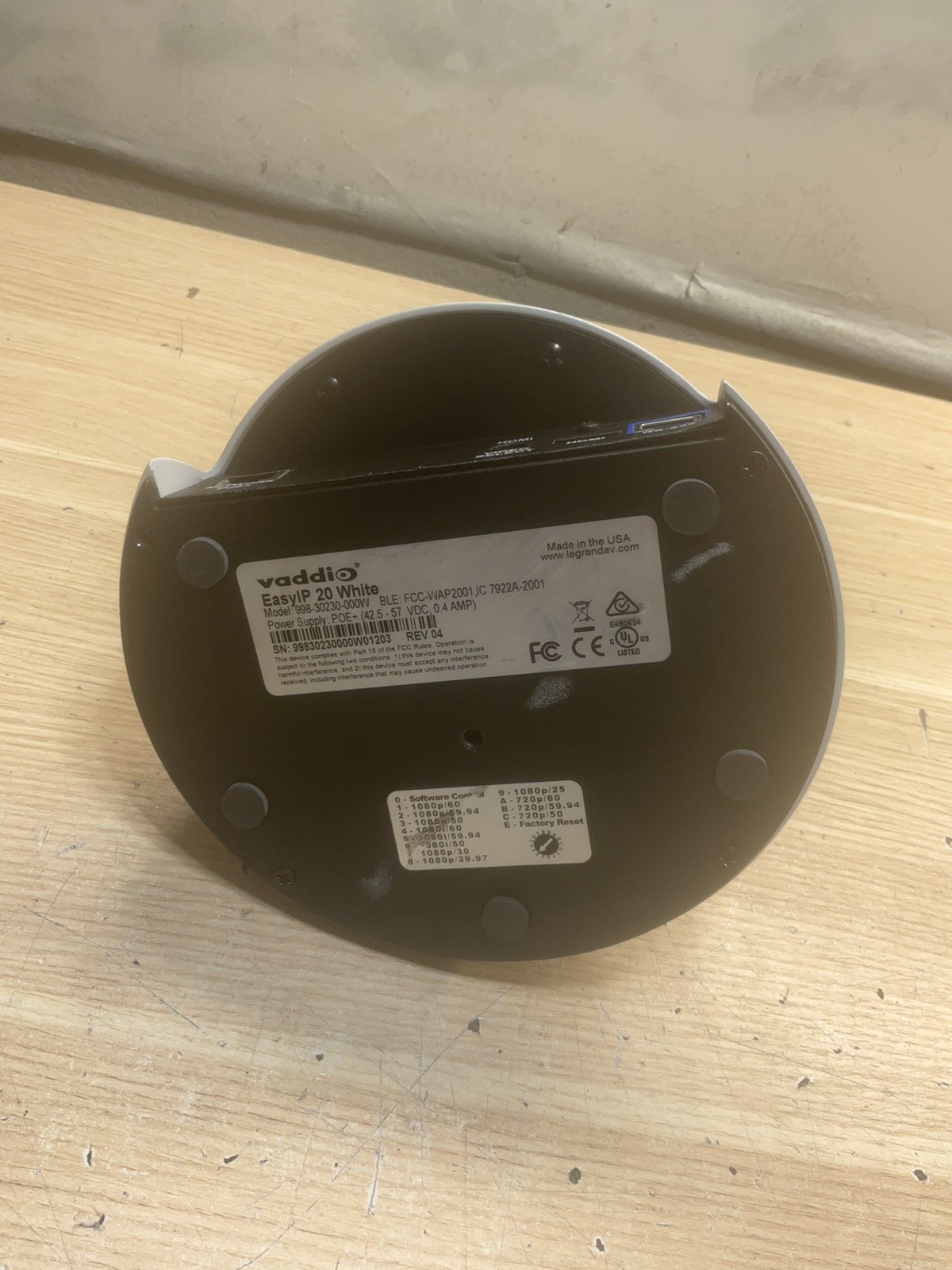 Vaddio 998-30230-000w Optical Zoom Network /for Parts / JUA2728