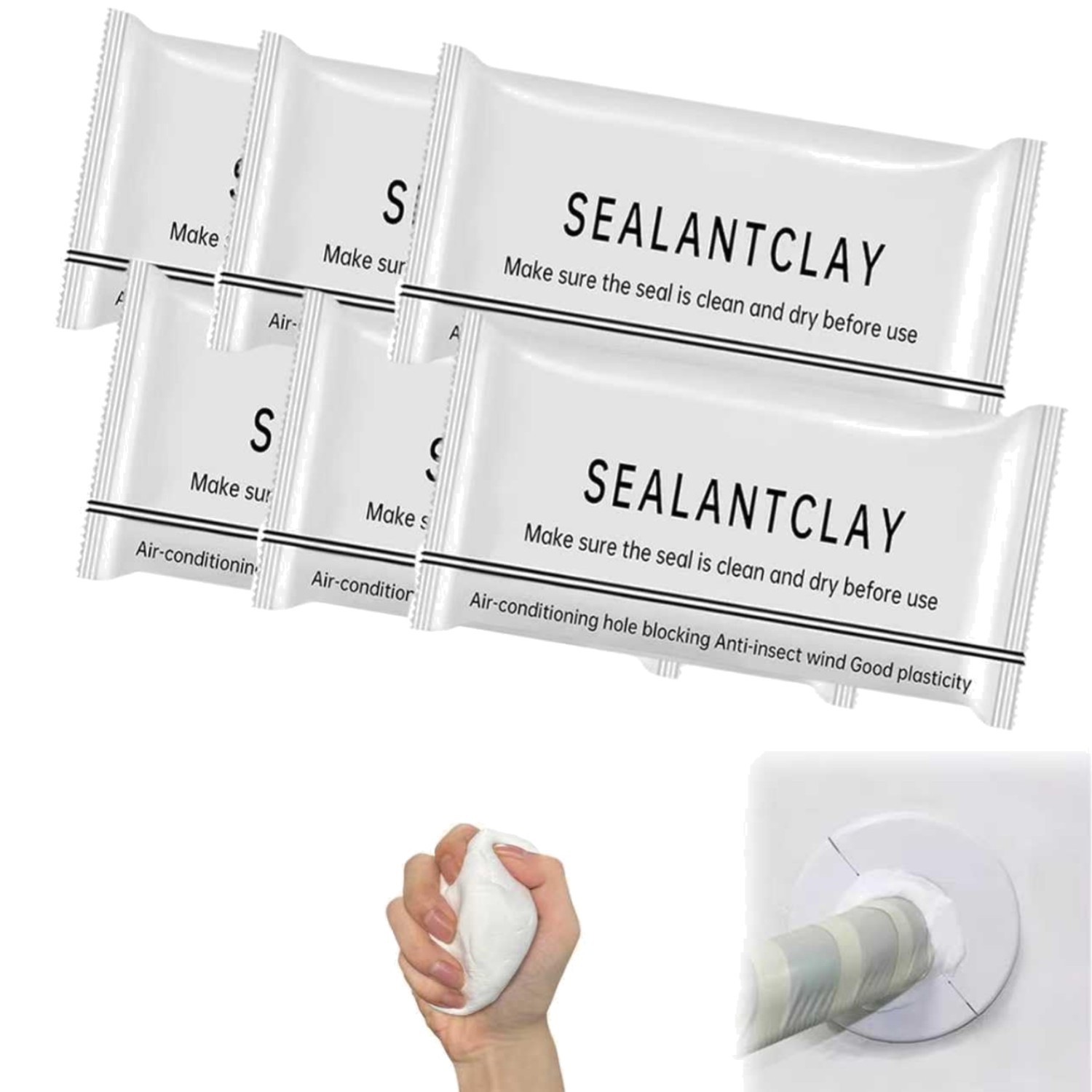 Moldable Sealant Clay 6 Pack White Waterproof Fast Drying Putty