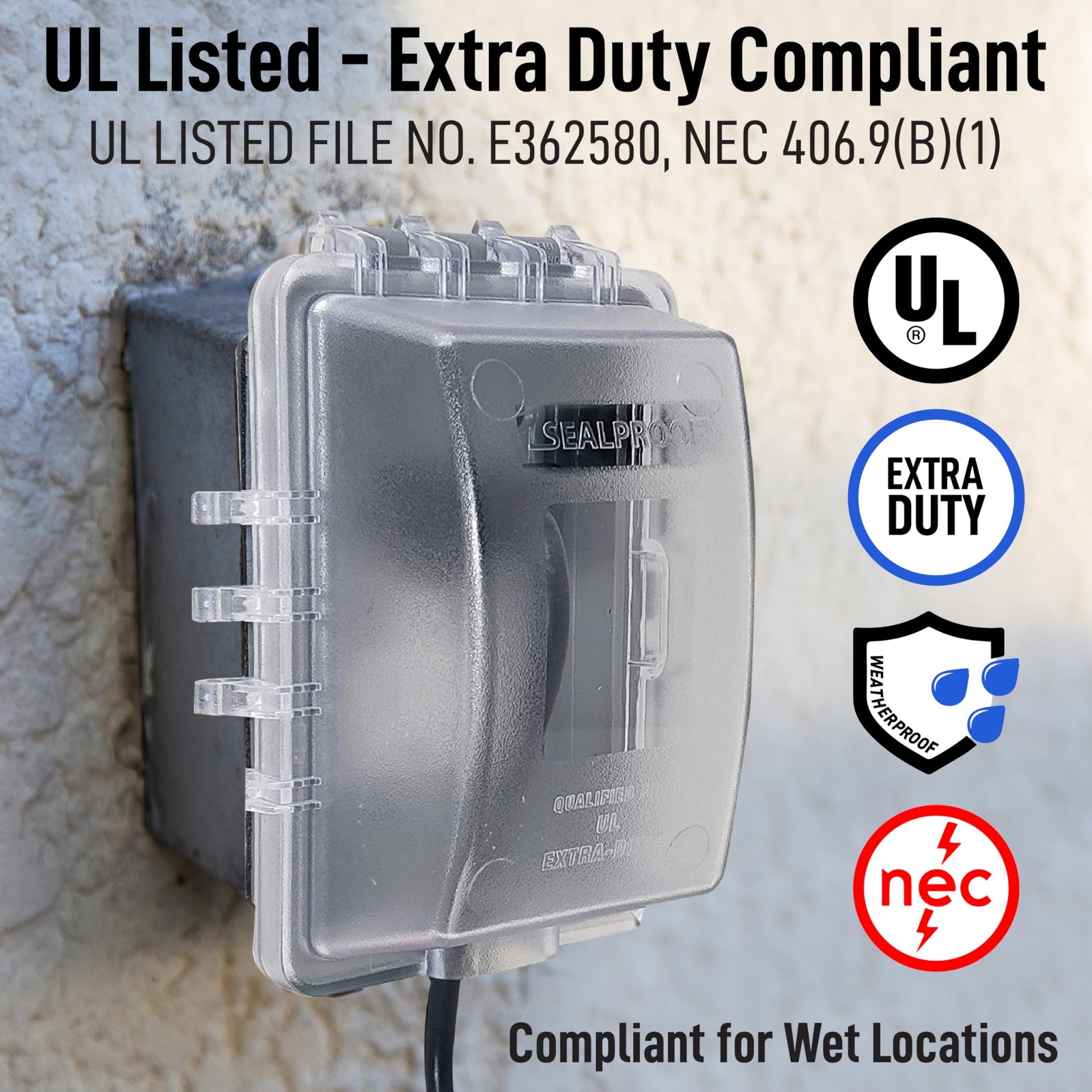 Sealproof 1-Gang Weatherproof In Use Outlet Cover | Horizontal/Vertical Outdoor