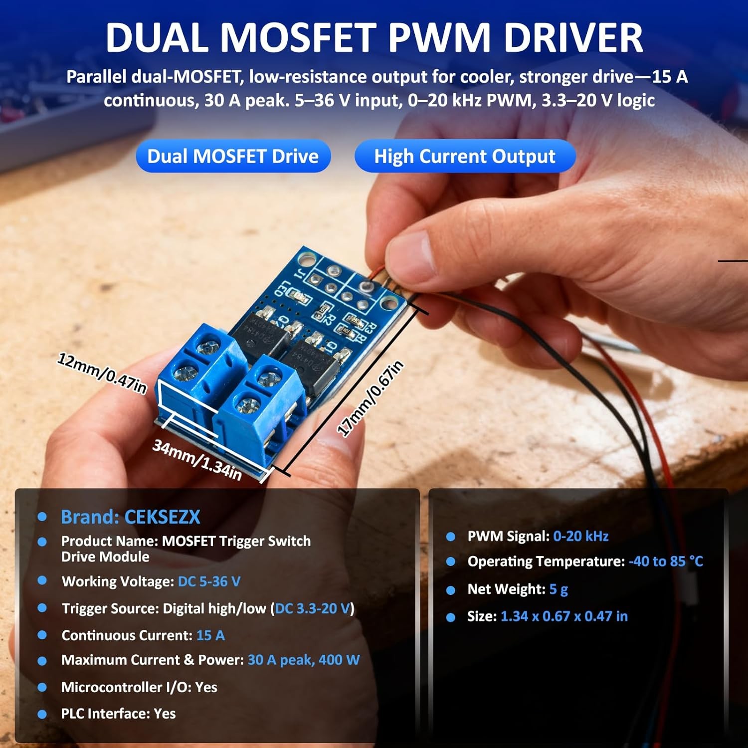 6 PCS Dual High-Power MOSFET Trigger Switch Drive Module, Upgrade 0-20KHz PWM Ad