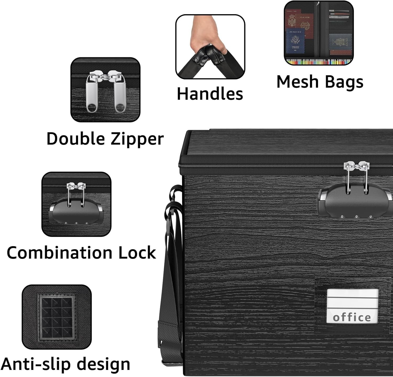 Fireproof Document Box File Organizer – Portable Locking Filing Storage Box