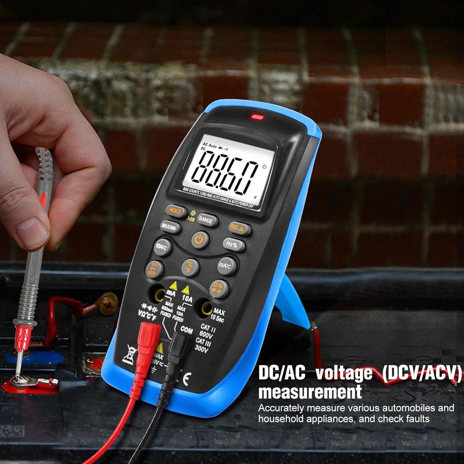 Digital Multimeter 6000C TRMS 600V 10A 60MΩ 200kHz Auto-Range NCV Data Hold