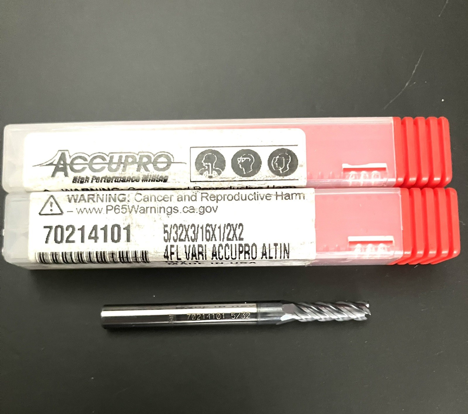 2PCS Accupro 70214101 5/32″ 4 Flute Square End Mill Solid Carbide AlTiN CNC New