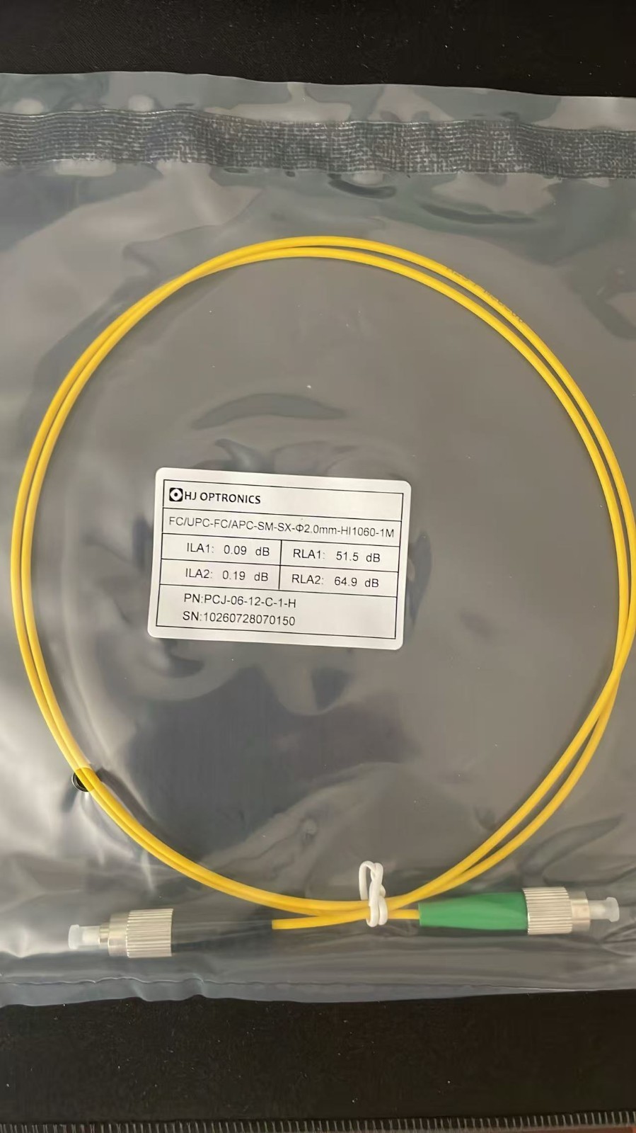 HJ Optronics HI-1060 fiber jumper 2.0mm cable 1.0m FC/UPC-FC/APC Patch Cord