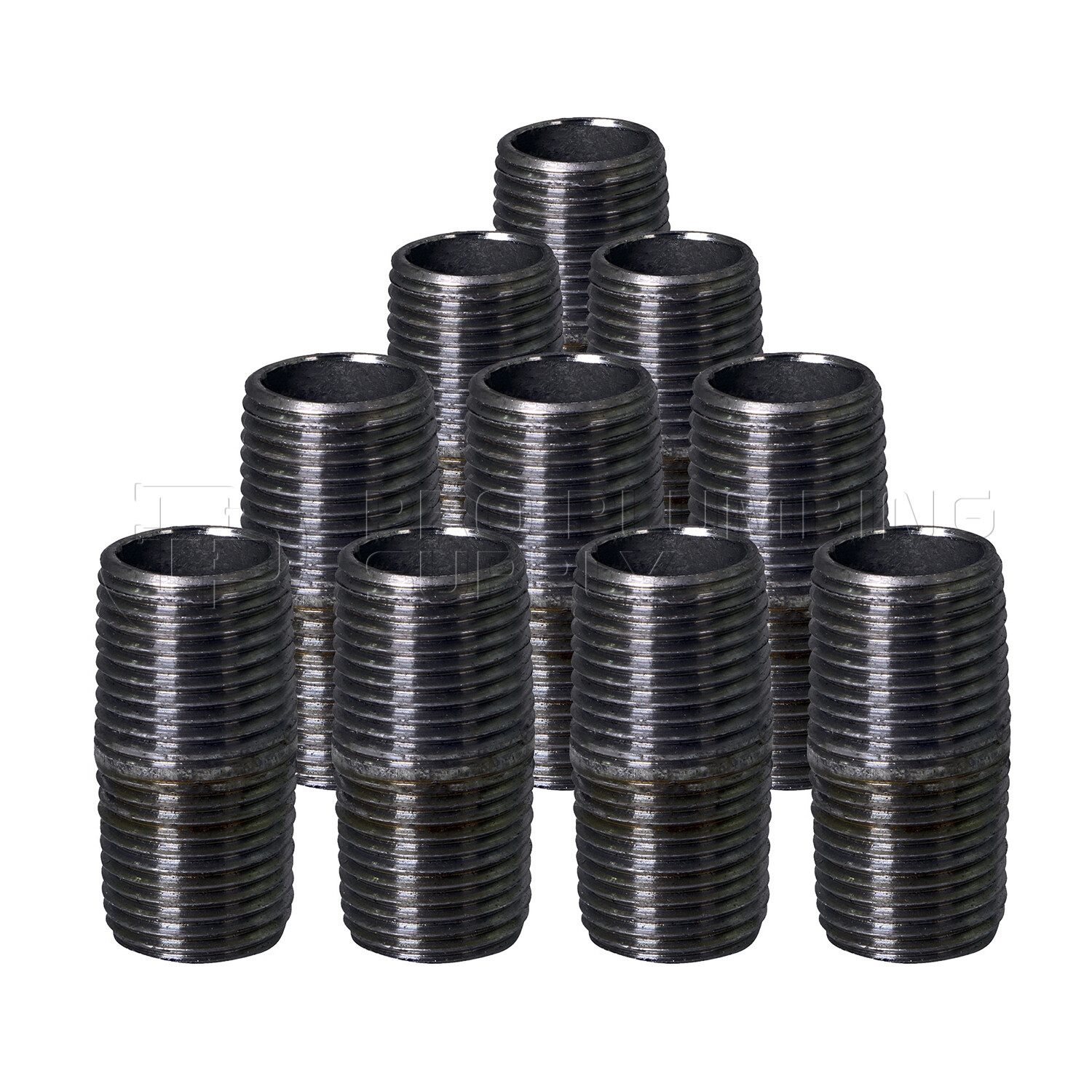 1-3.5in. Black Steel Nipple Pipe,Threaded Pre Cut Pipe Connectors 1/2”D(Set 10)