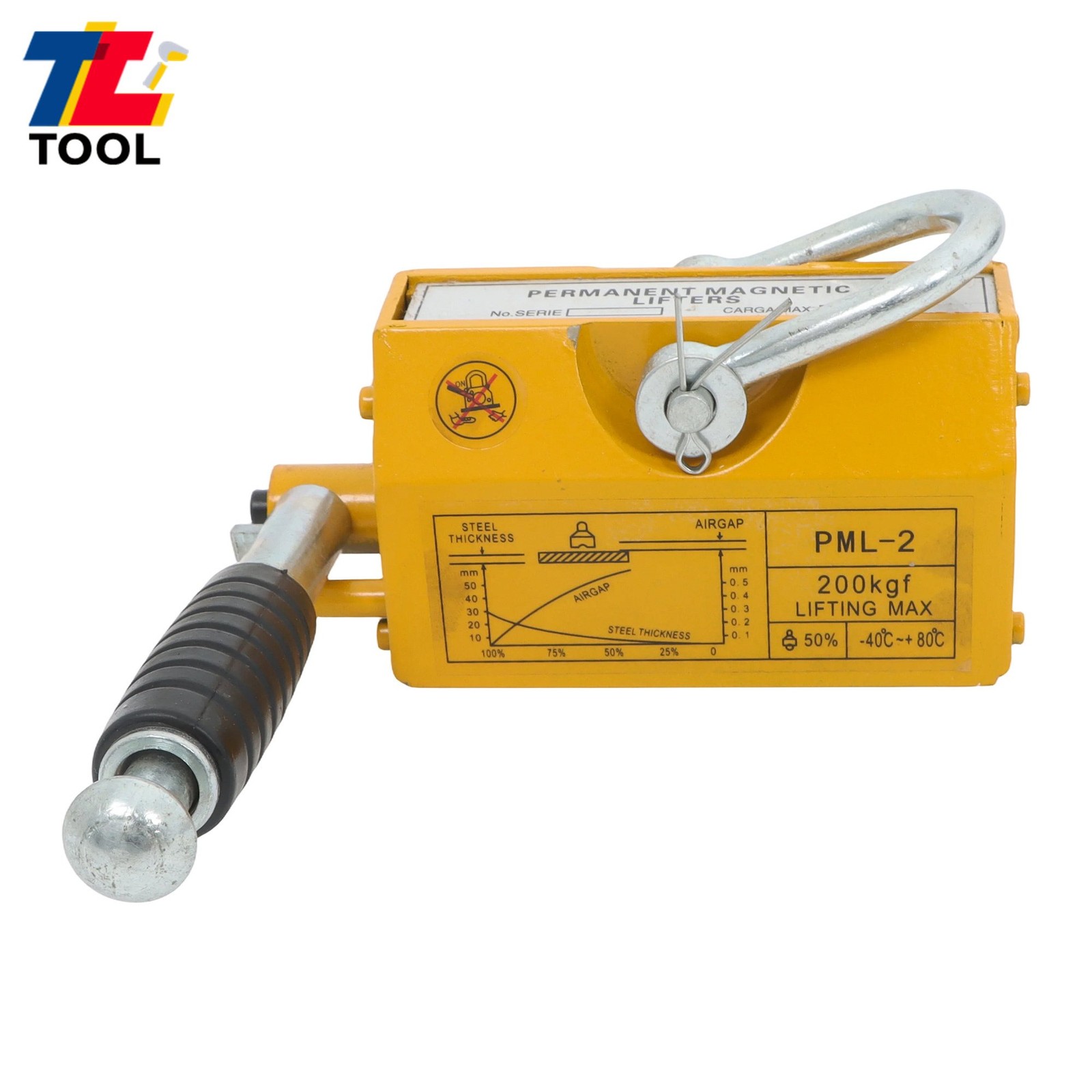 440lbs/200kg Permanent Magnetic Lifter Yellow 2.5 Safety Factor Neodymium Hoist