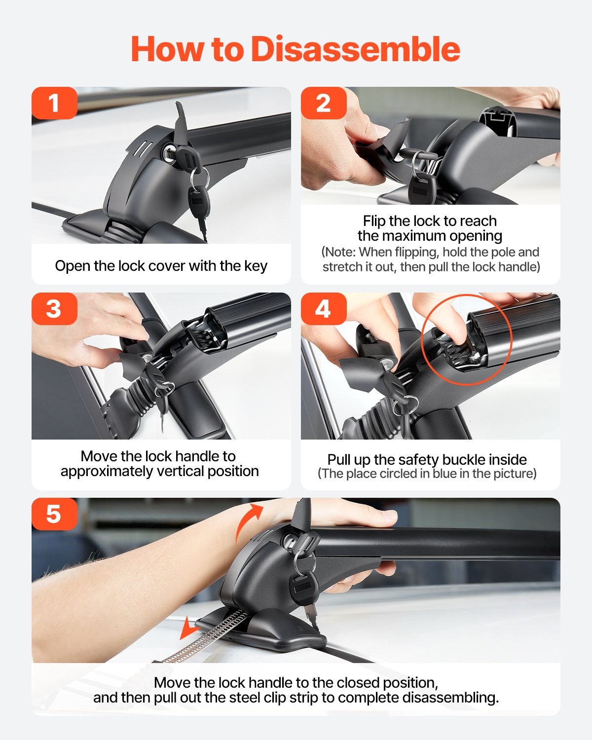 Roof Rack Cross Bars, Universal Fit for Naked Roofs Without Raised Rails/Flush R