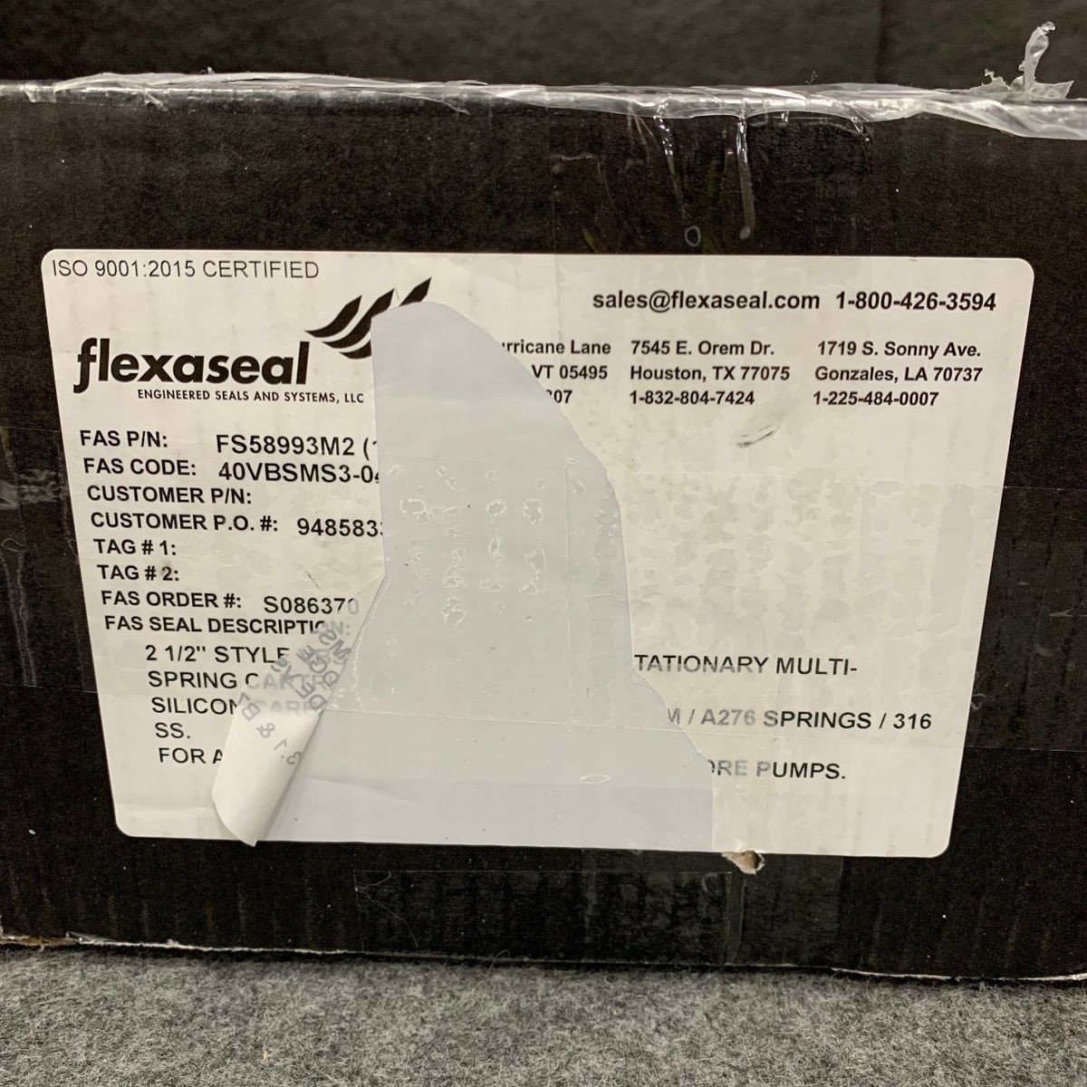 FLEXASEAL FS58993M2 Stationary Multi-Spring Cartridge Seal 2-1/2″