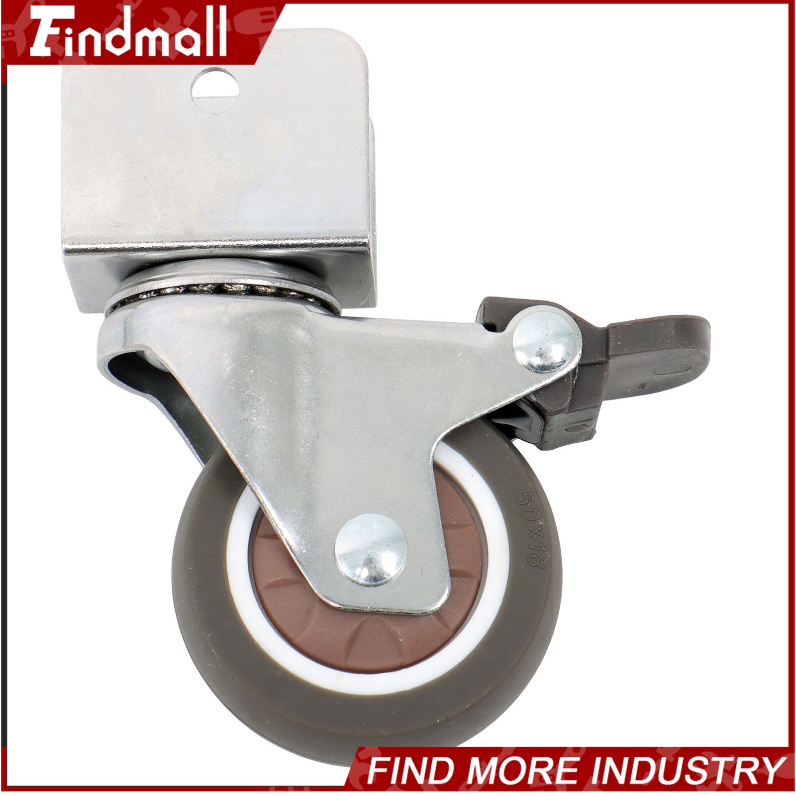 Findmall 4 PCS 2″ U-Bracket Shaped Caster Wheels (2 With Brake & 2 Without)