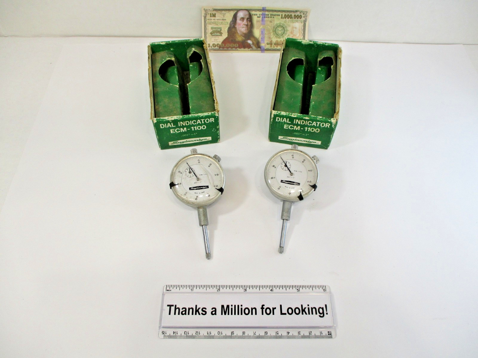 (2) SAGINOMIYA Dial Indicator s # ECM-1100 with 1″ Travel x .001″ Graduations