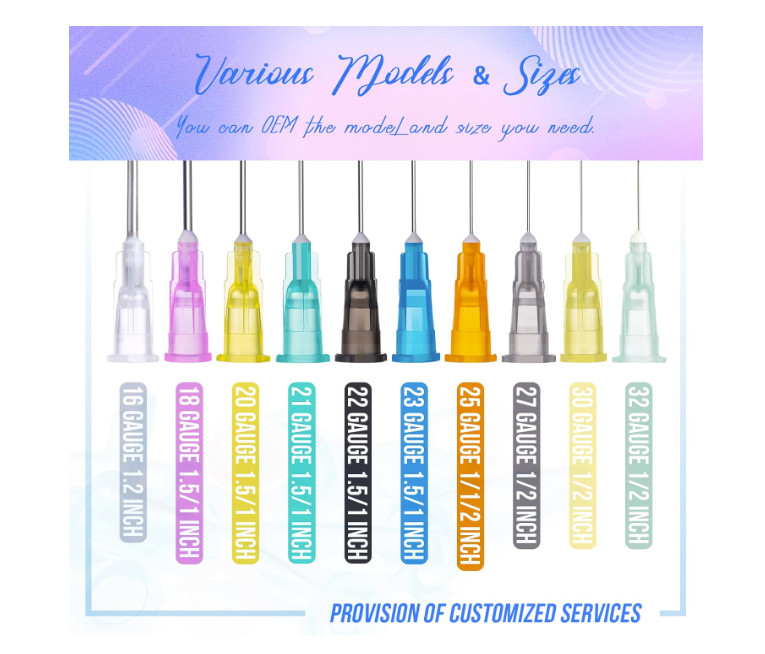 100 Pack 30 Ga 5/16 inch Disposable Needles with Caps for Scientific and Industr