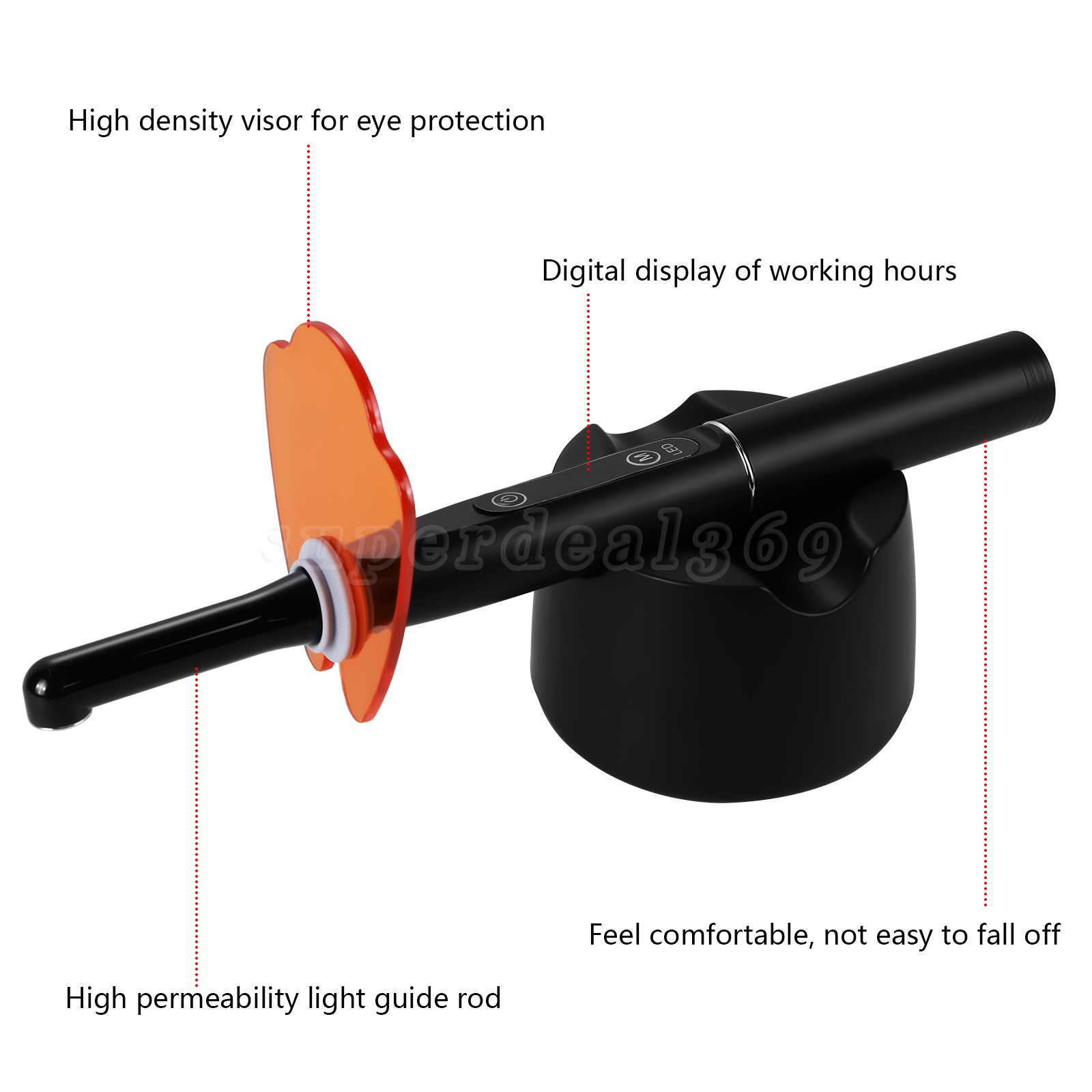 Dentist Dental LED Curing Light Lamp Wireless Cordless Resin Cure 5W 2000mW/cm²