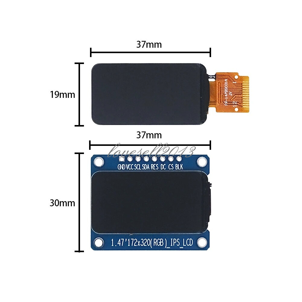 1.47 inch 172×320 SPI Full Color TFT HD IPS Screen LCD LED Display Module ST7789