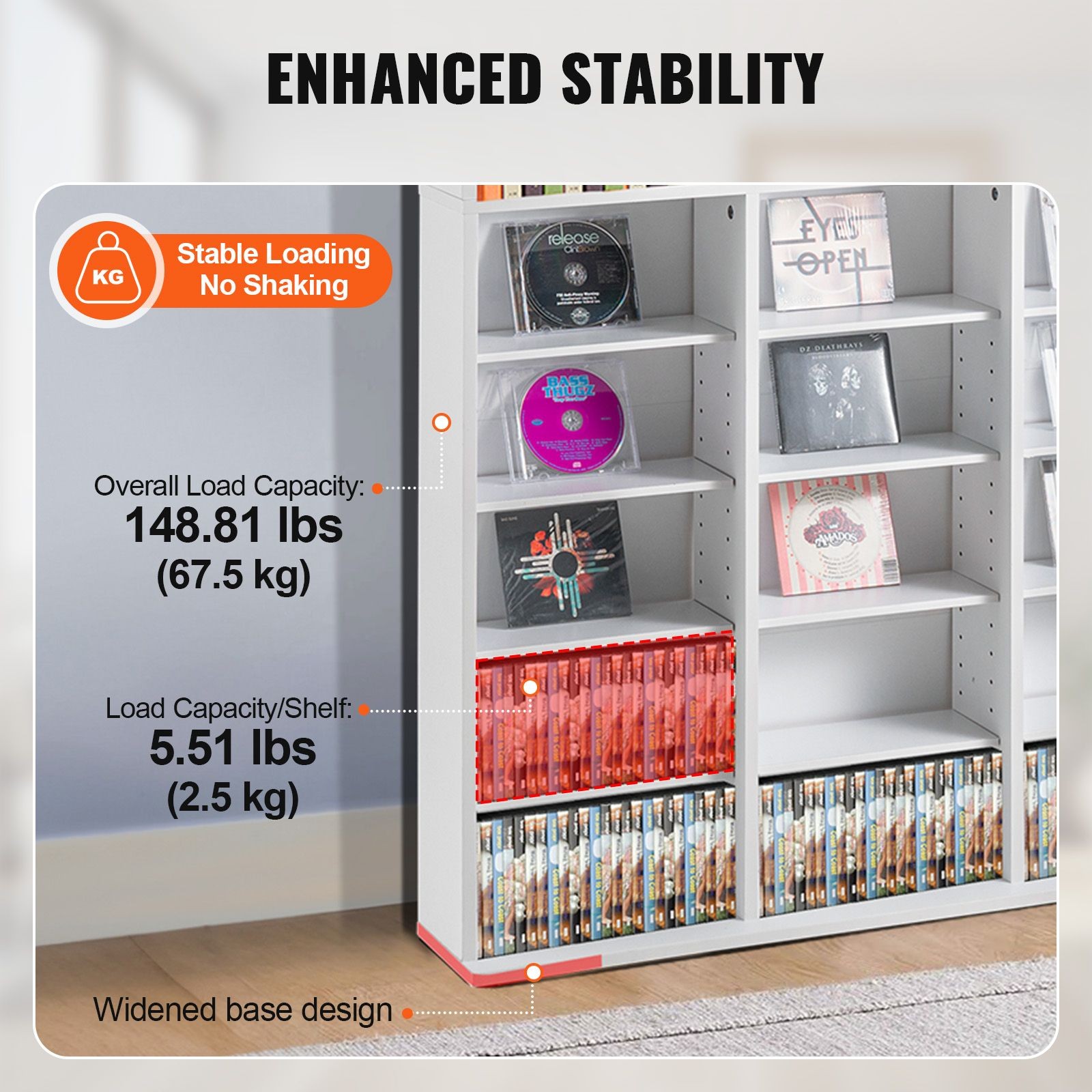 Media Storage Cabinet, 9 – layer DVD Shelf Holds up to 756 CDs, Adjustable CD