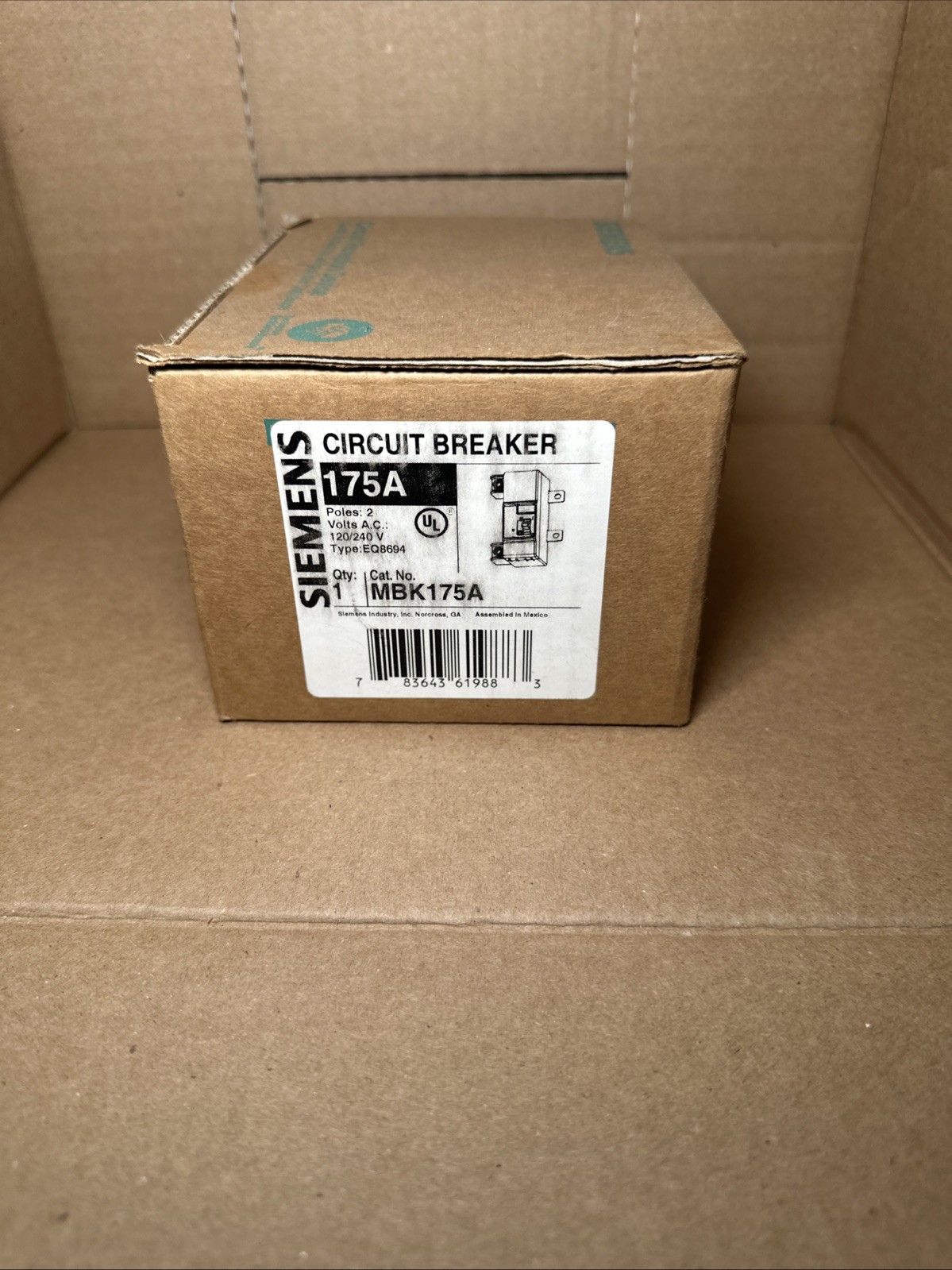Siemens MBK175A Main Circuit Breaker 175Amp 2-Pole 120/240v New