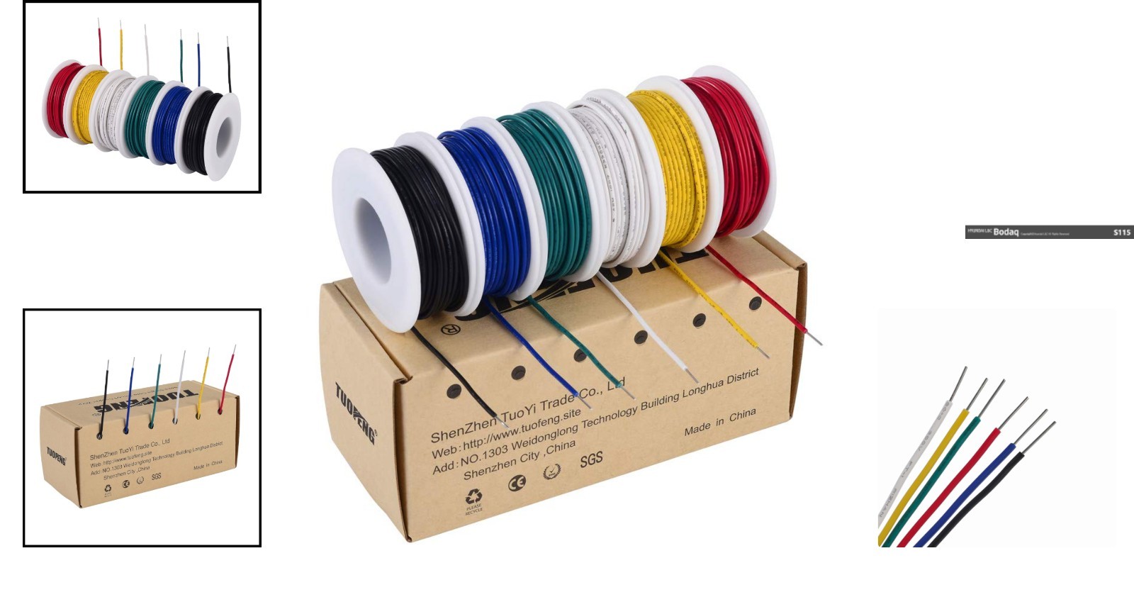 Durable 22 AWG Solid Core Electronic Wire Set – 6 Colors, 180 Feet Total Length
