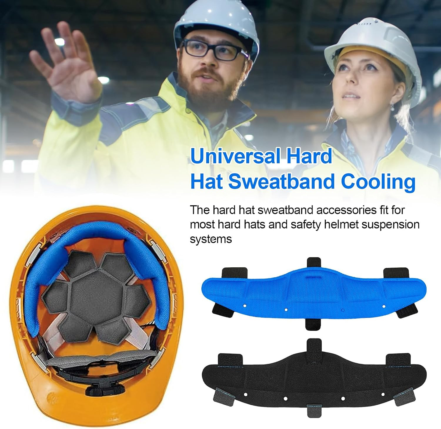 Hard Hat Sweatbands, Sweat Band for Safety Helmet, Washable Reusable Hardhat