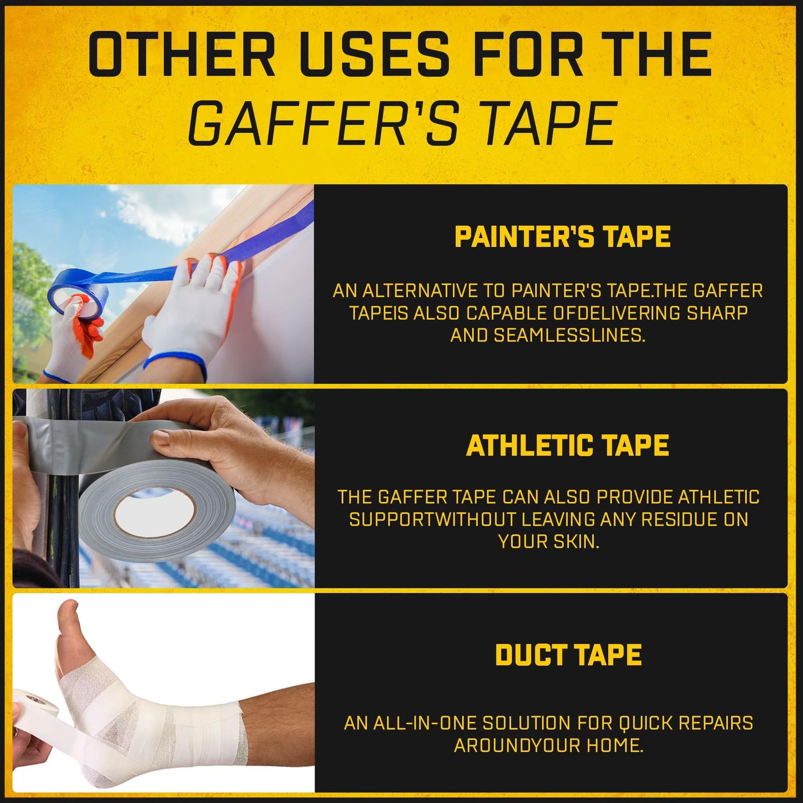 Gaffer Tape 2 Inch x 1 Pack Black Gaffing Tapes, Heavy Duty No Residue, Matte