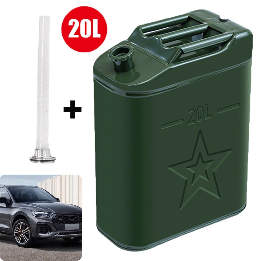 5 Gallon 20L Gasoline Army Green Jerry Can Military Metal Steel Tank Backup USA