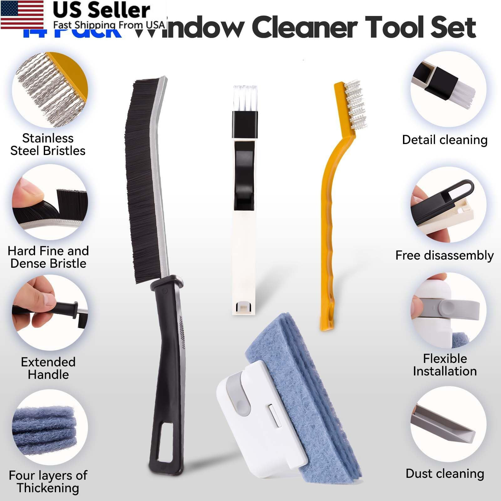 Window Track Cleaner Tools Set, 14 PCS Groove Cleaning Multicolor