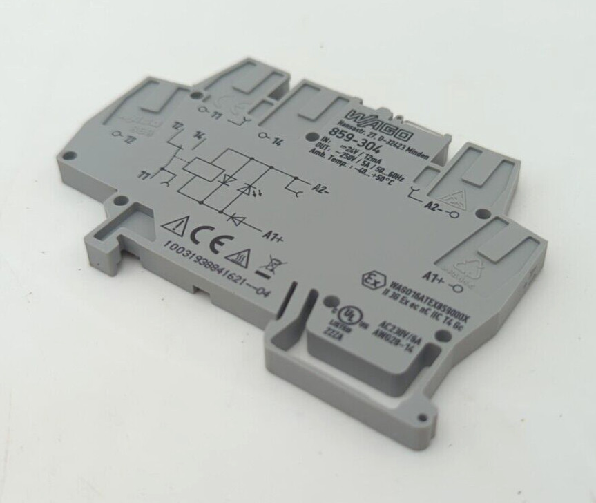 Wago 859-304 power relay, SPDT, 24 VDC, 5 A, DIN Rail, non-latching Used