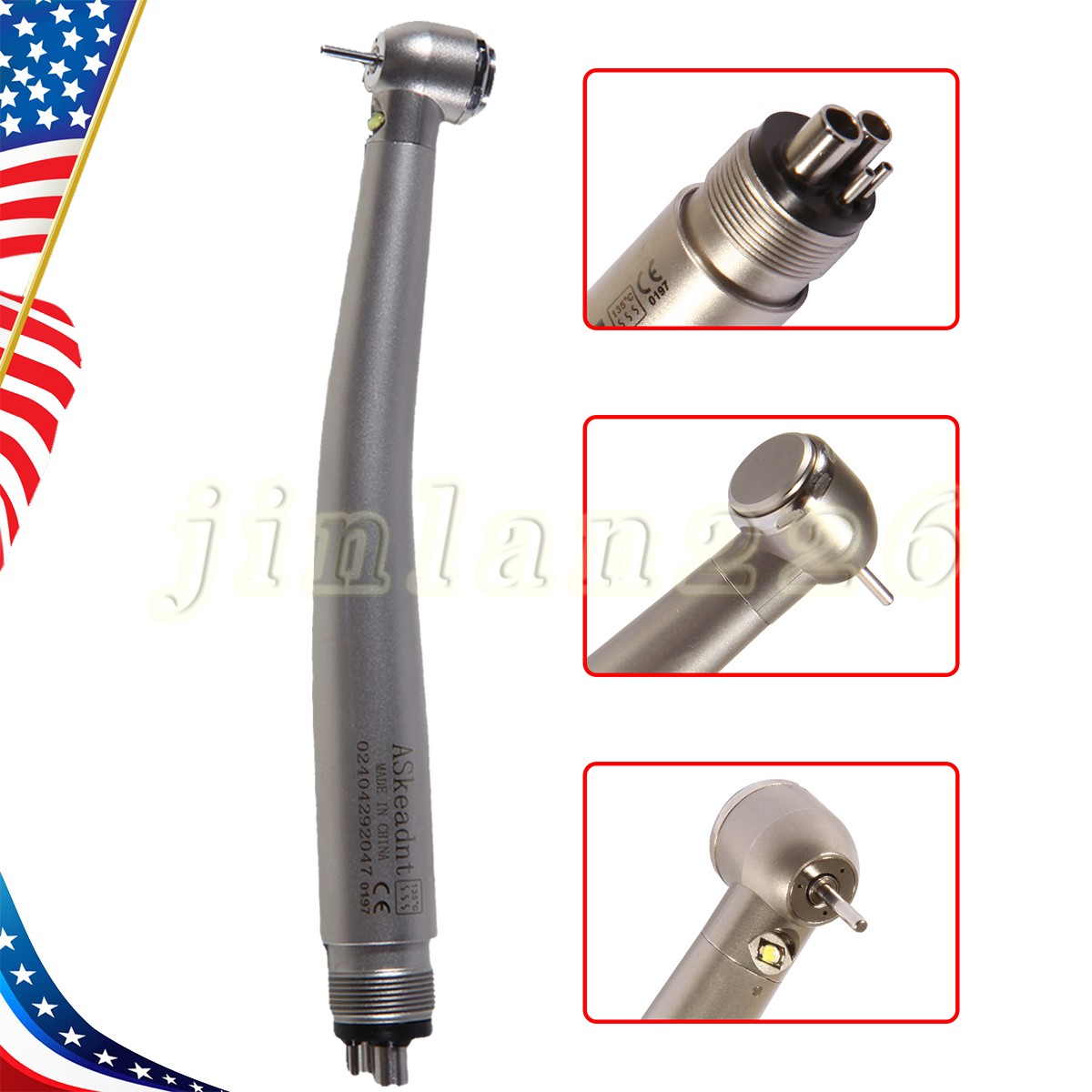 Dental LED E-Generator Fiber Optic High Speed Handpiece 4 Hole NSK Style