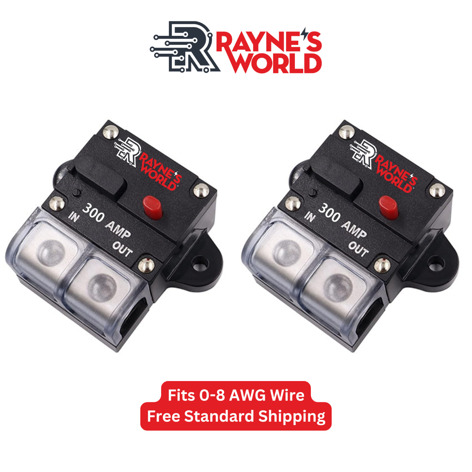 2 PACK 300 Amp 12-48V DC Inline Circuit Breaker with Cover Car/Audio/Boat/Solar