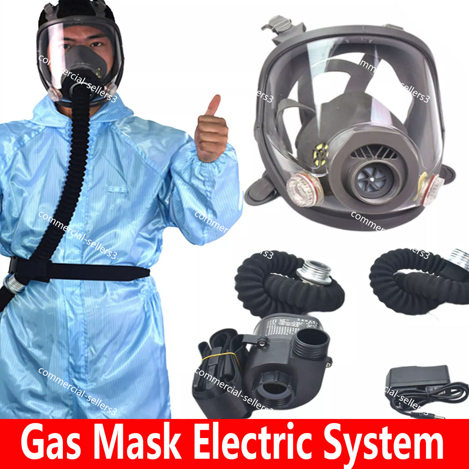 Electric Constant Flow Supplied Air Fed FullFace Gas Mask Respiratory protection