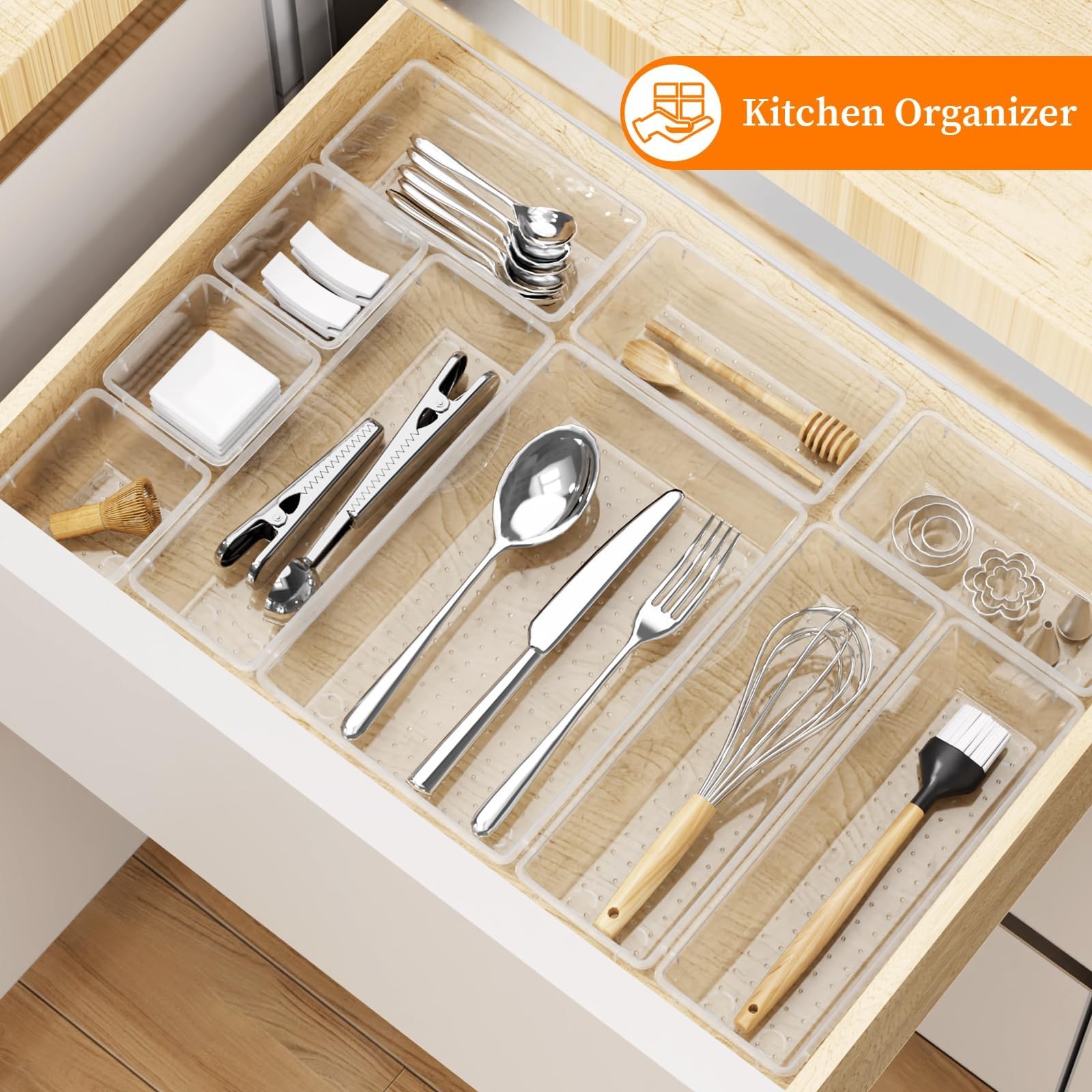 32 PCS Drawer Organizer Set, Vanity Organizer Trays and Storage Bins