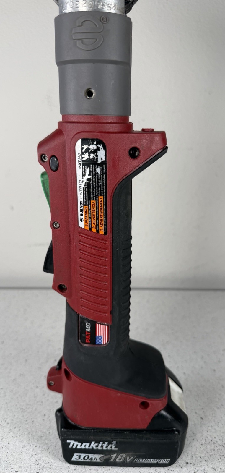 Burndy PATMD68LW, Patriot 6-Ton In-Line O/D3 Crimper, 120V, 3.0Ah