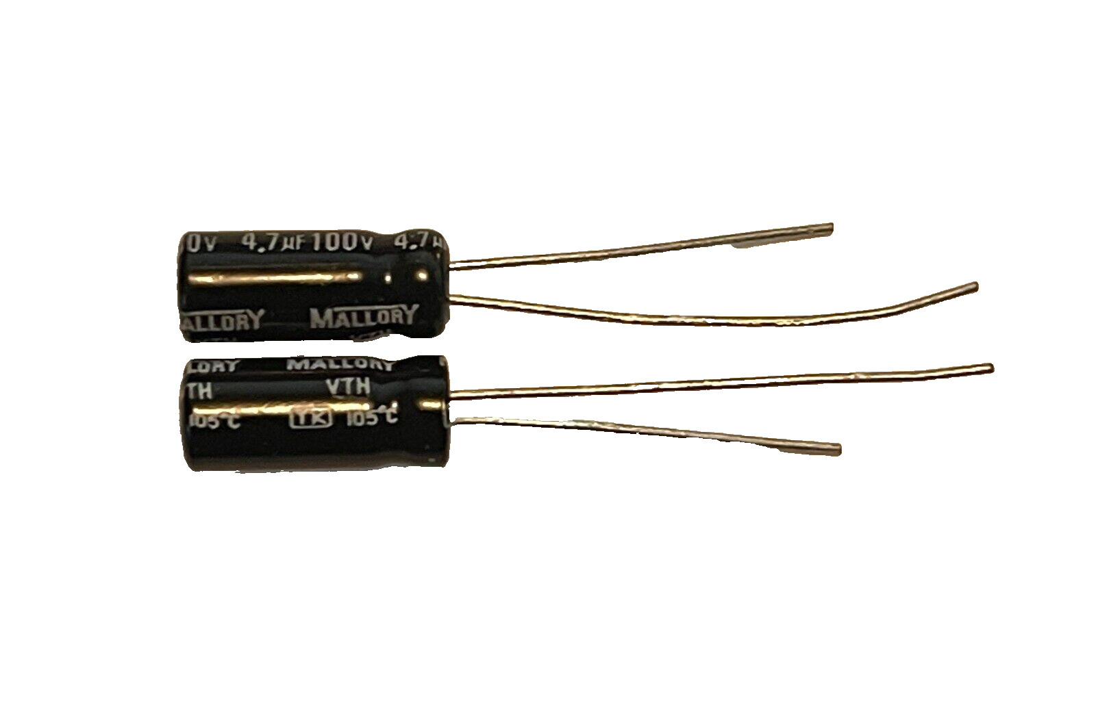 25 pcs MALLORY 4.7uF 100V Aluminum Electrolytic Cap +105C Tested USA SHIP
