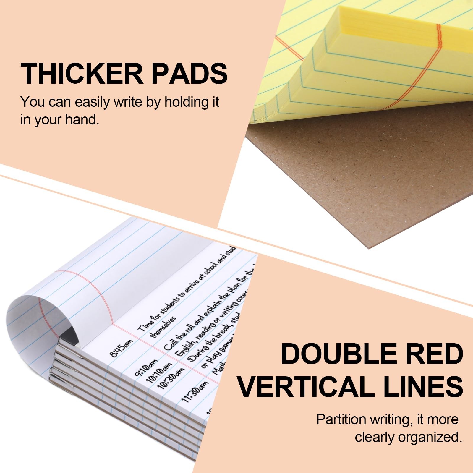 6 PCS Small Legal Pads 5×8 Yellow and White, Narrow Ruled Small Note