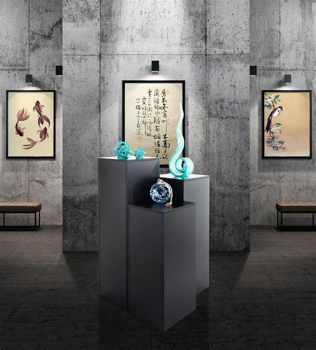 Black Display Pedestal Stand 36″ Tall Portable Gallery & Art Pedestal Retail