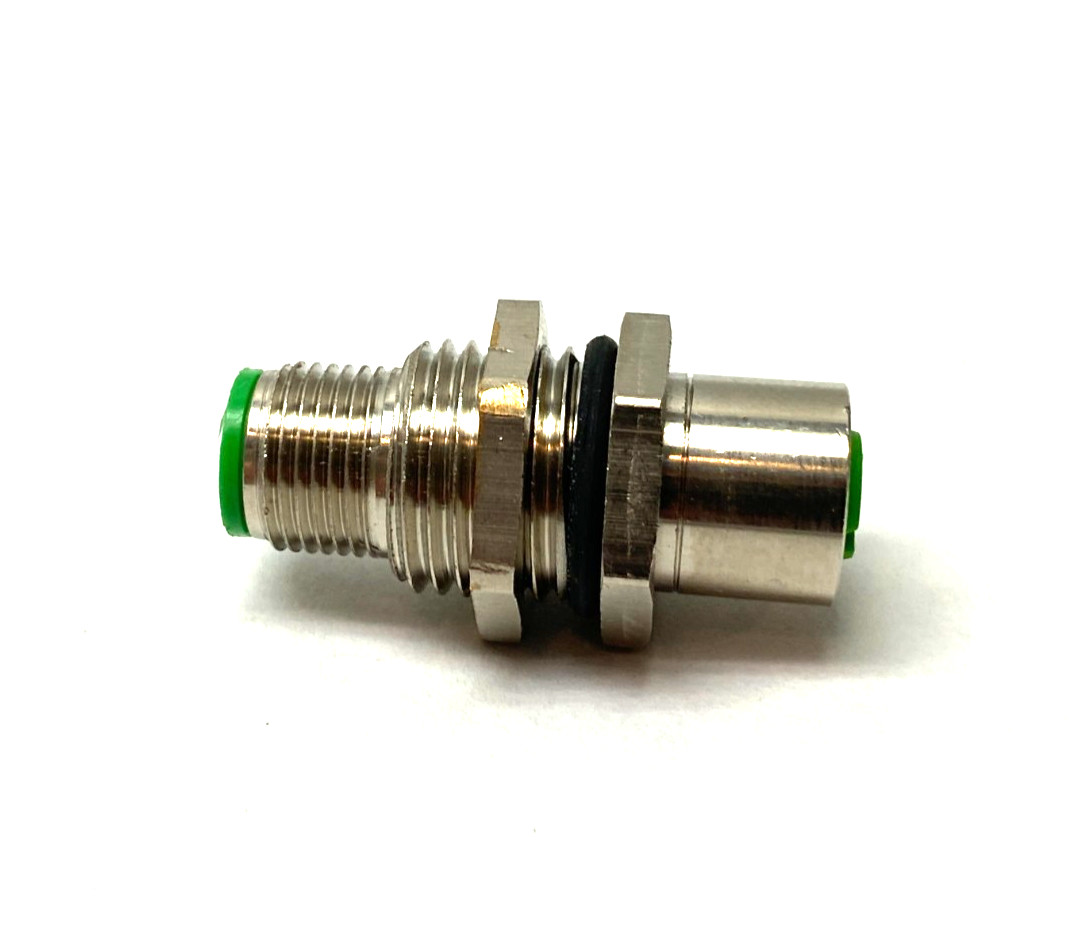 Panel Mount M12 5-Pin Male to Female Bulkhead Cable Connector, M16 Thread Mount