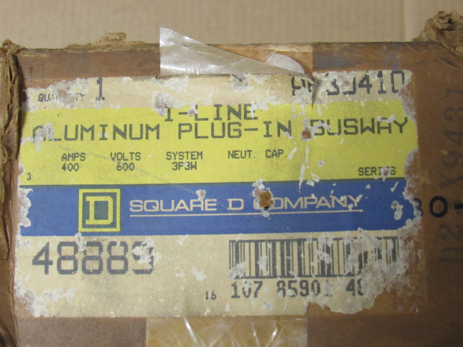 SQUARE D I-LINE PLUG-IN STRAIGHT BUSWAY AP30410 48889 400 A AMP 3P 3W 600V 10FT