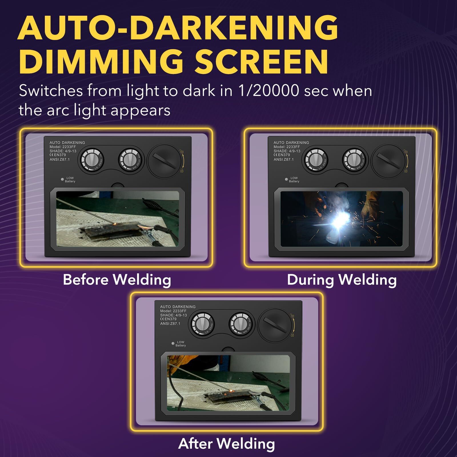 Auto Darkening Welding Lens, 4.33″x3.54″ True Color Solar Replacement Filter