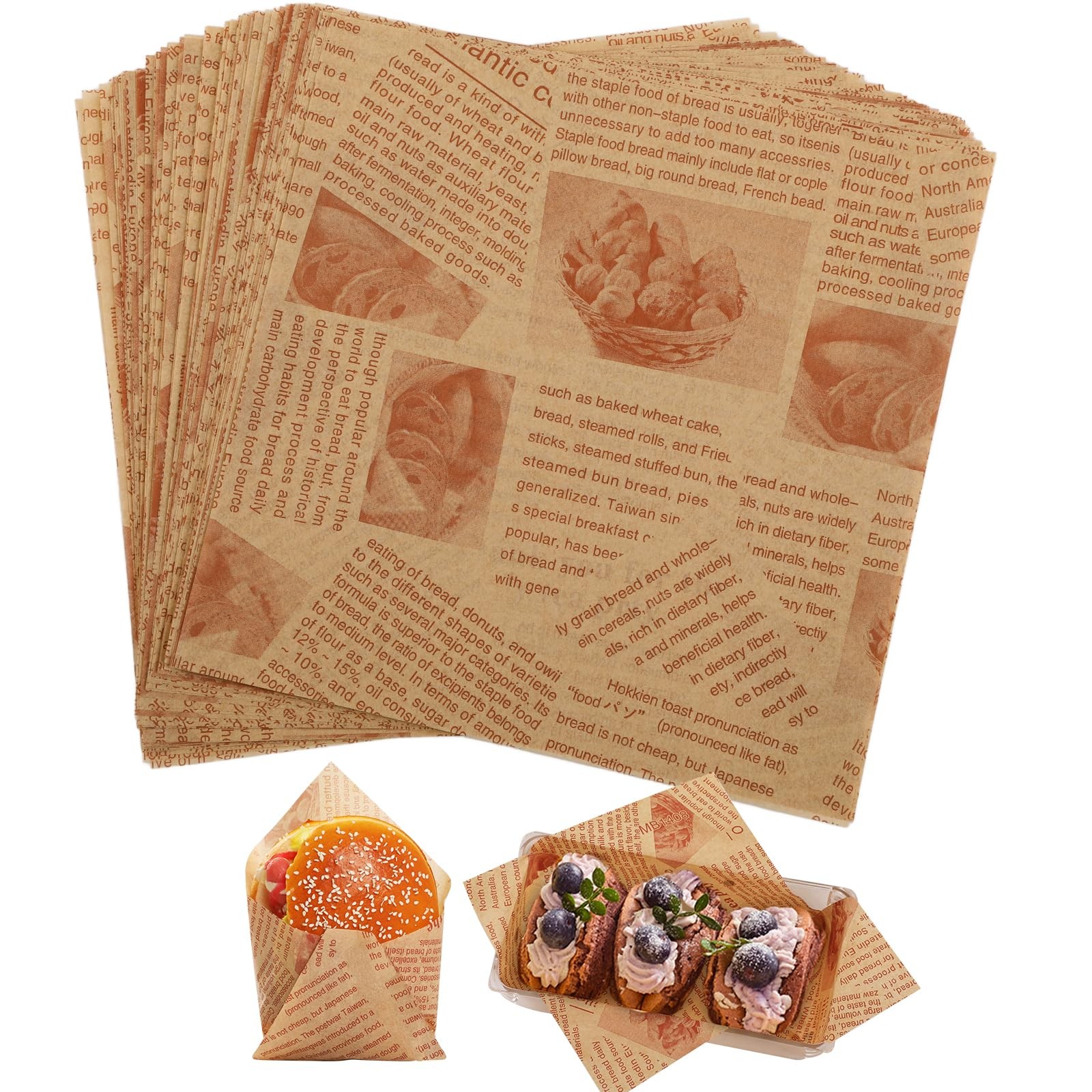 100 PCS Newspaper Print Deli Paper Sheets 7 * 7 Inch, Food-grade Greaseproof …