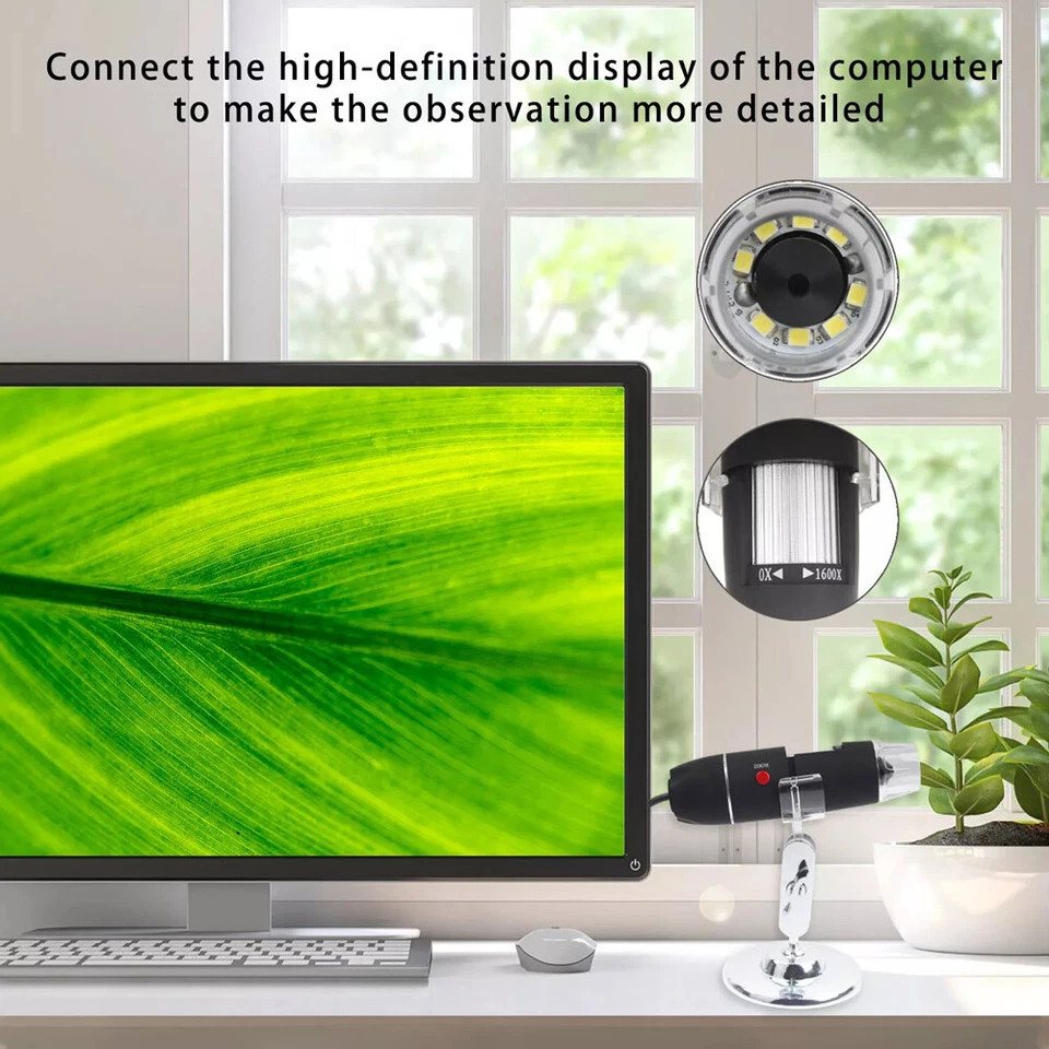 1600x Zoom 8 LED HD USB Microscope Digital Magnifier Endoscope Video Camera US