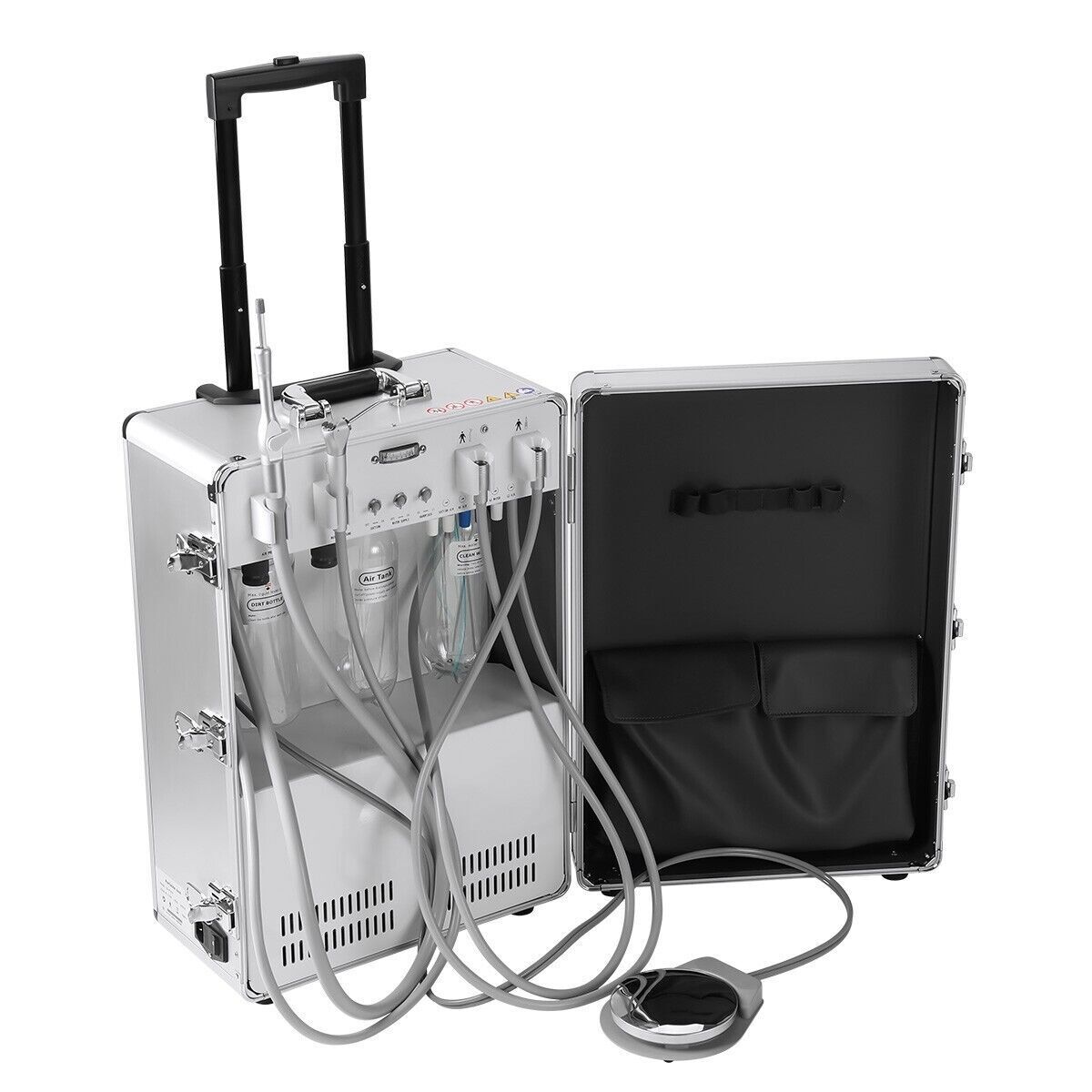 Portable Dental Delivery Unit Rolling Mobile Case Air Compressor Suction System