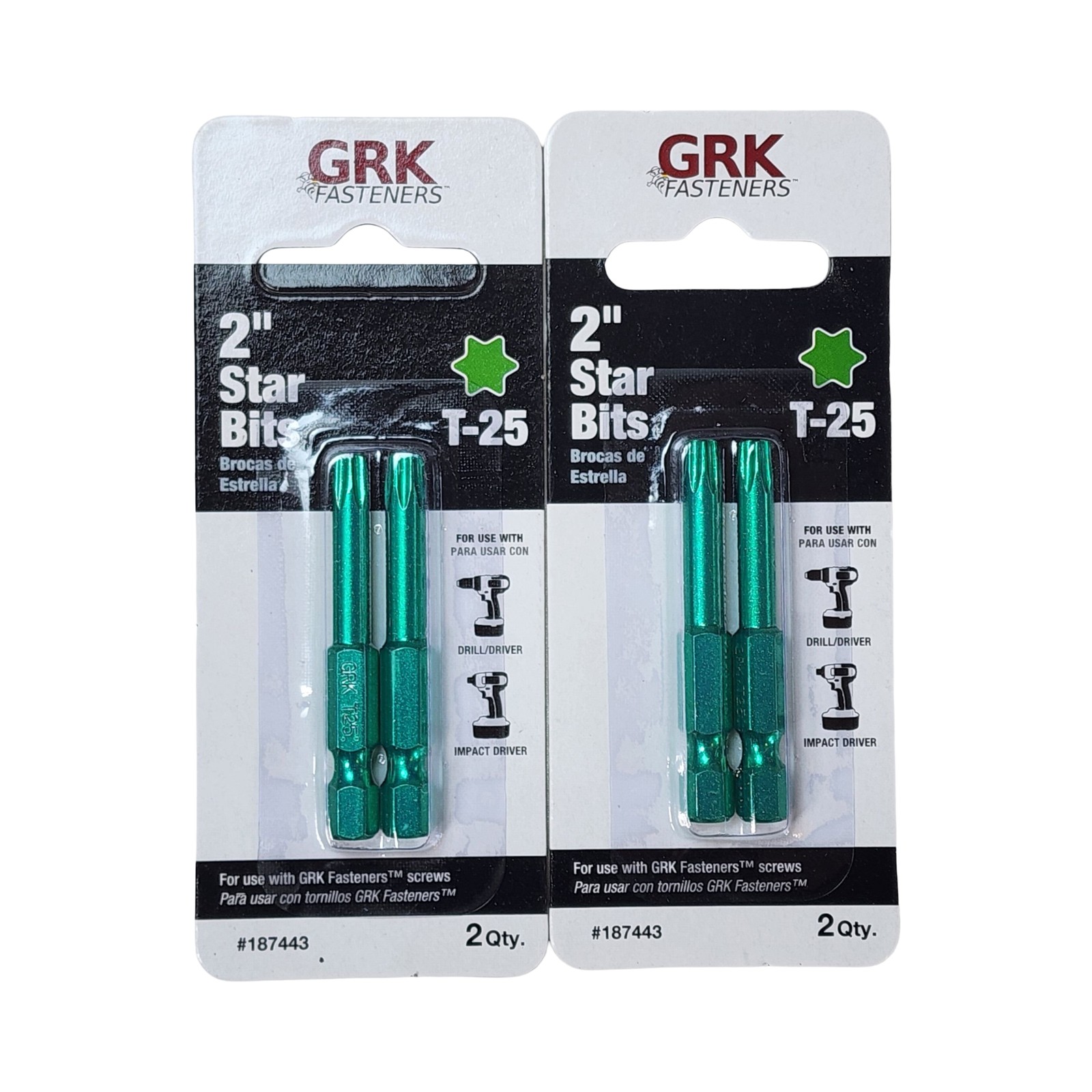 GRK Fasteners 2″ Star T-25 Driver Bits for GRK Screws – 2 Pack (4 Total Bits)