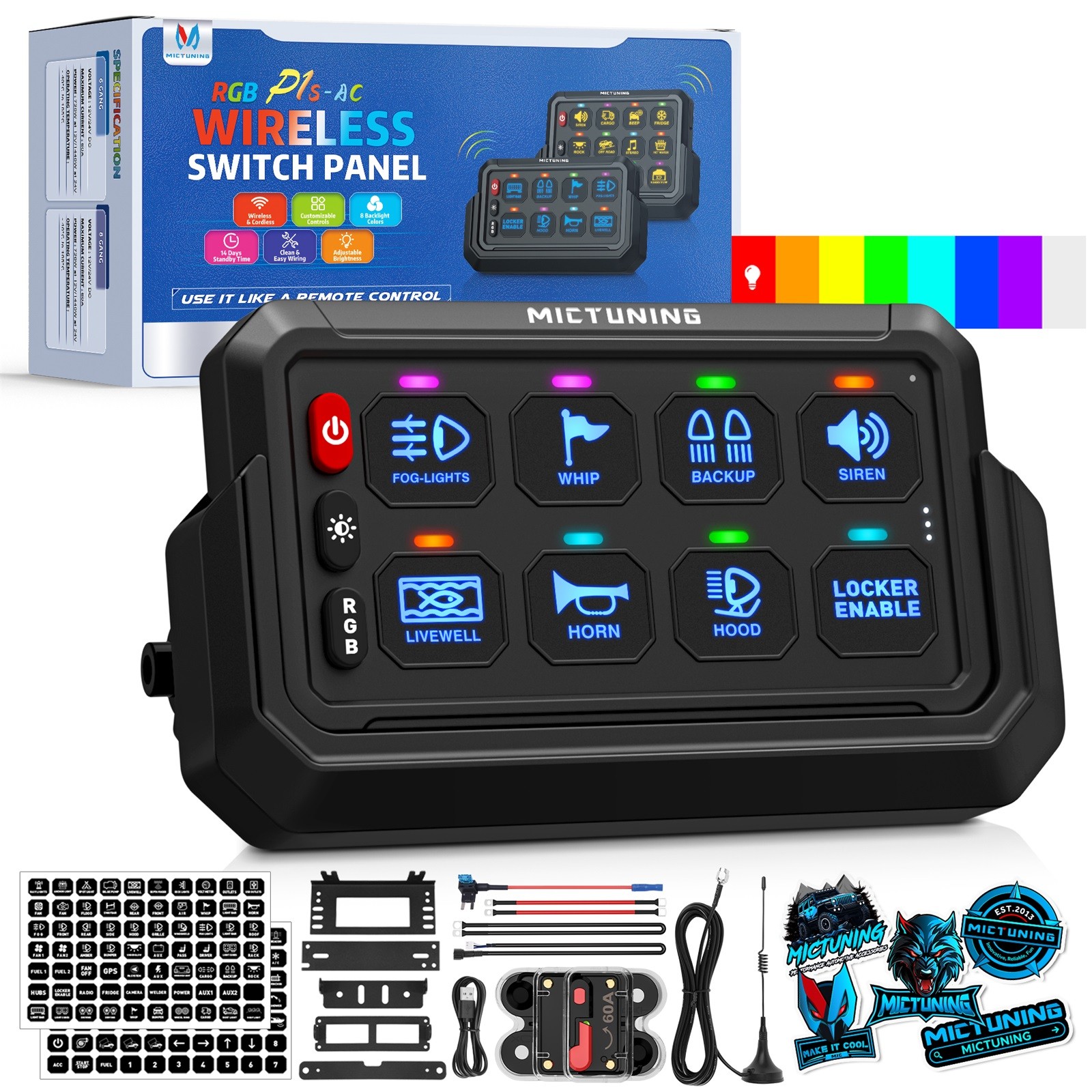 MICTUNING Wireless On/Off Switch Panel Toggle Circuit Relay Control System Box