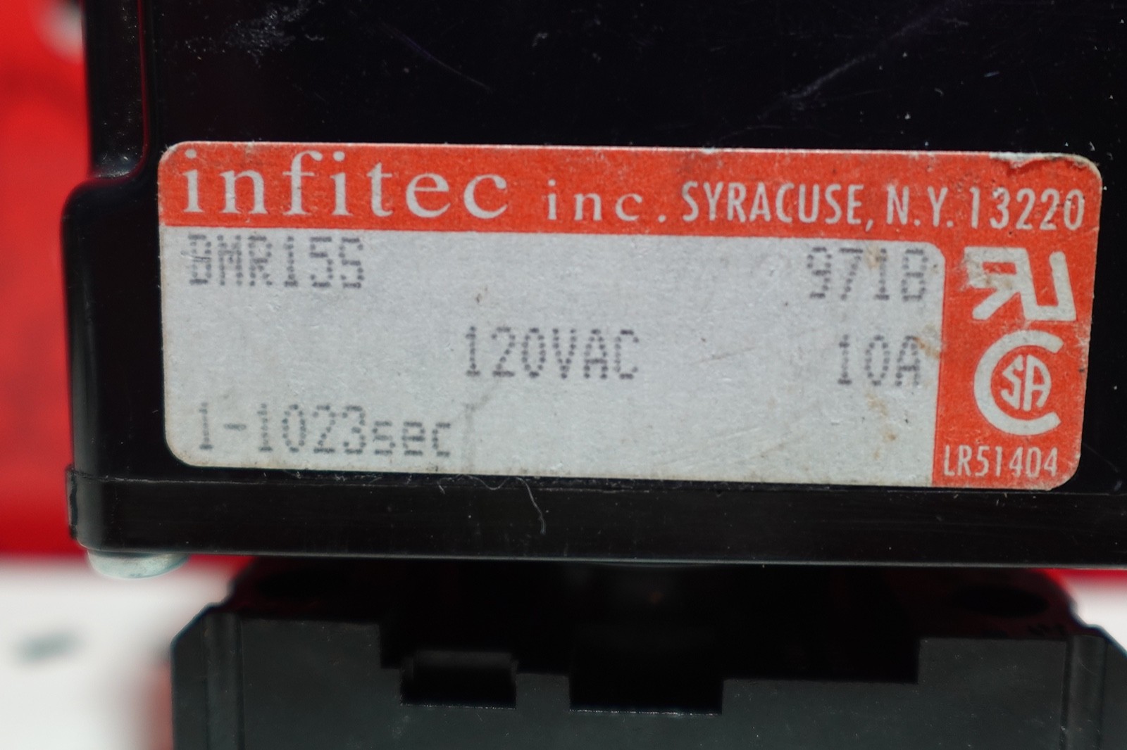 Infitec BMR15S Relay Timer 120 VAC 10 Amp 1-1023 Seconds 8-Pin w Octal Base