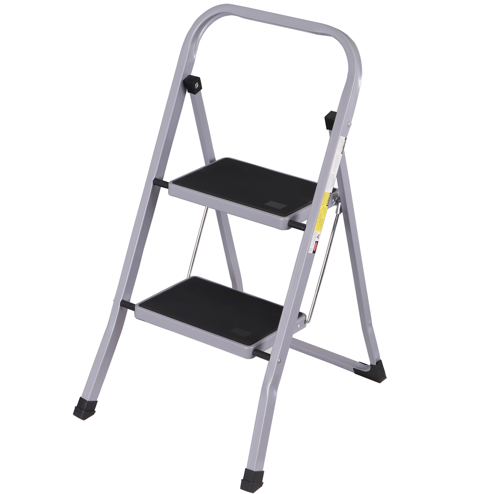2 Step Ladder w/Anti-Slip Pedal Convenient Handgrip for Home Daily Use Gray